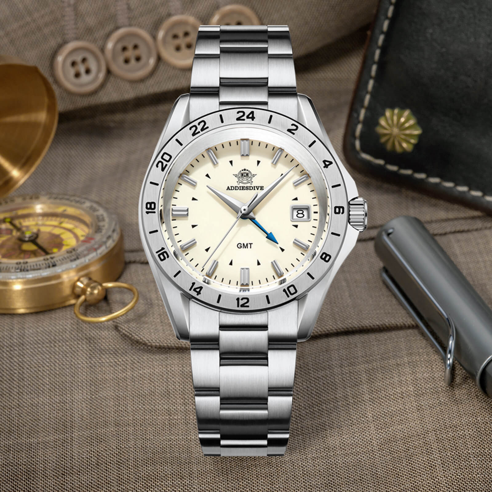 U.S. Warehouse -ADDIESDIVE 38mm GMT Quartz Watch AD2063 - Image 15