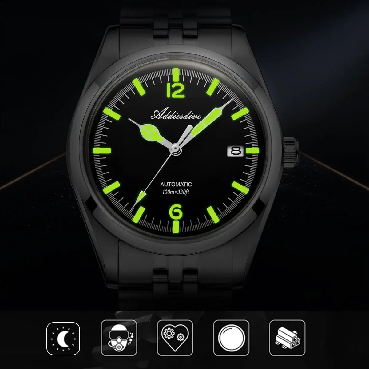 U.S. Warehouse -Addiesdive 39mm Automatic Watch Diver's 100M NH35 (AD2038) - Image 10