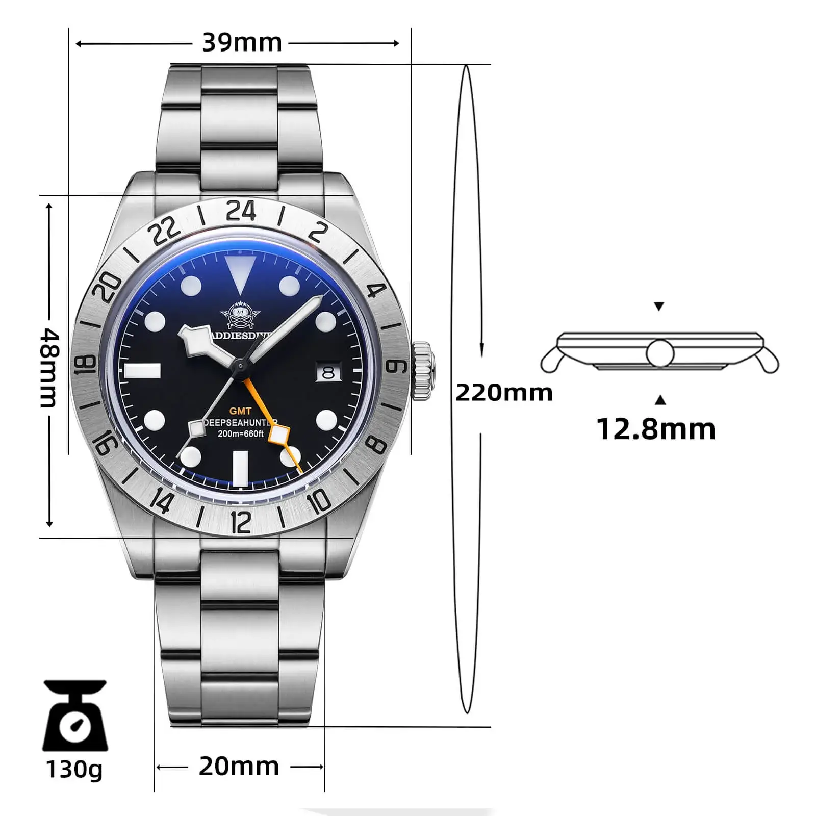 U.S. Warehouse -ADDIESDIVE 39mm BB GMT Quartz Watch RONDA515 Movement（AD2035) - Image 2