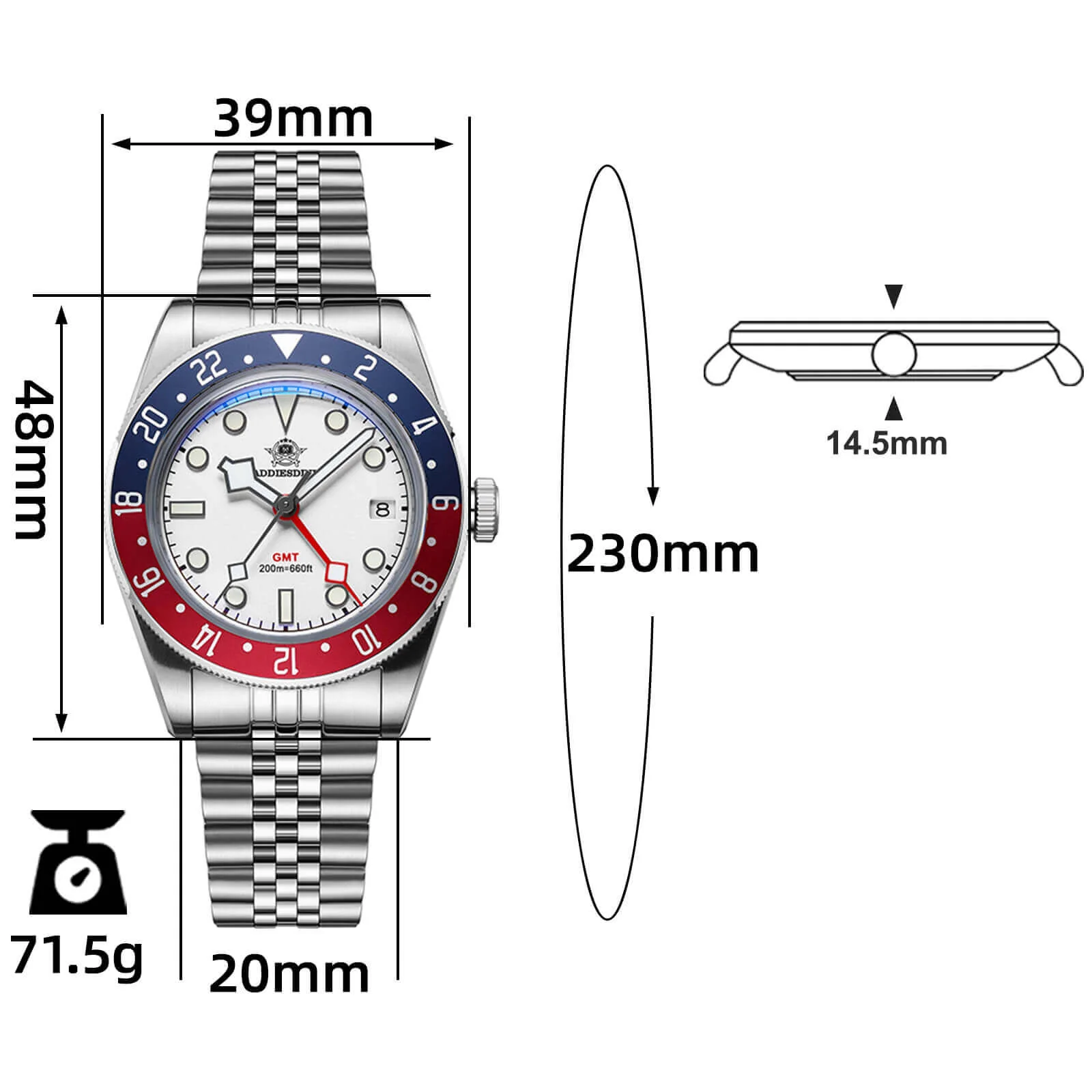 U.S. Warehouse -ADDIESDIVE 39mm BB58 GMT Quartz Watch AD2044 - Image 2