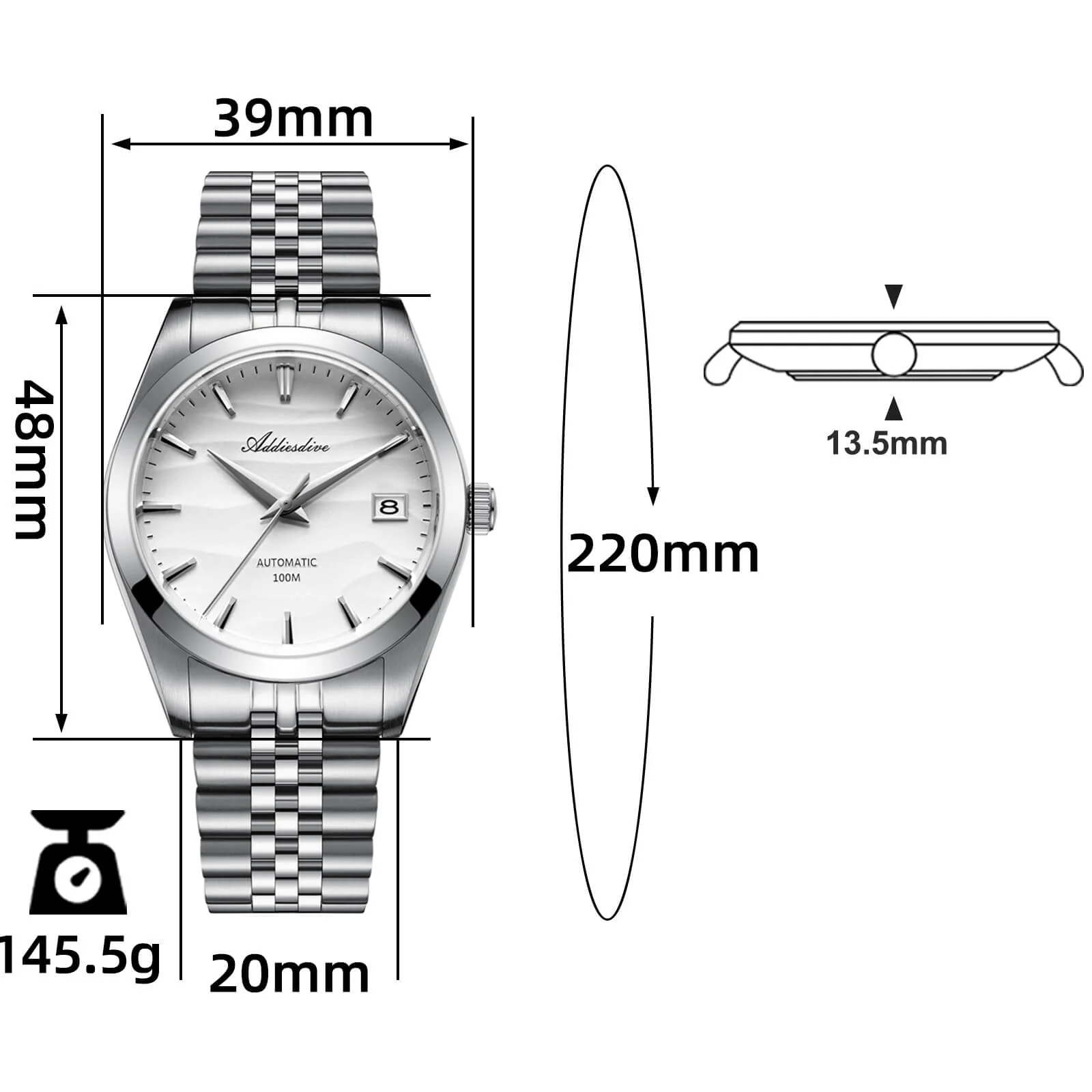 U.S. Warehouse -Addiesdive 39mm Sand Dial NH35 Mechanical Watch AD2059 - Image 12