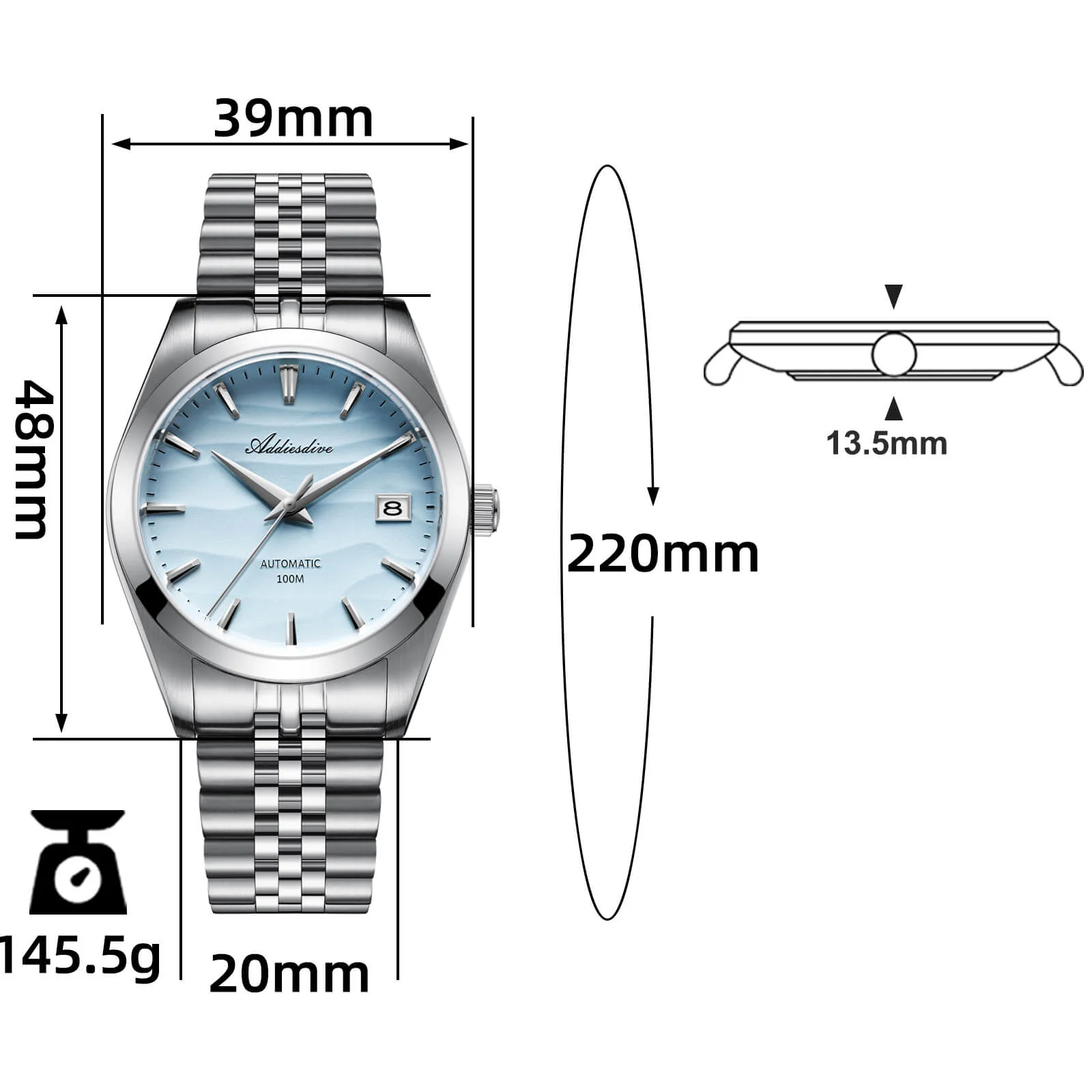 U.S. Warehouse -Addiesdive 39mm Sand Dial NH35 Mechanical Watch AD2059 - Image 21