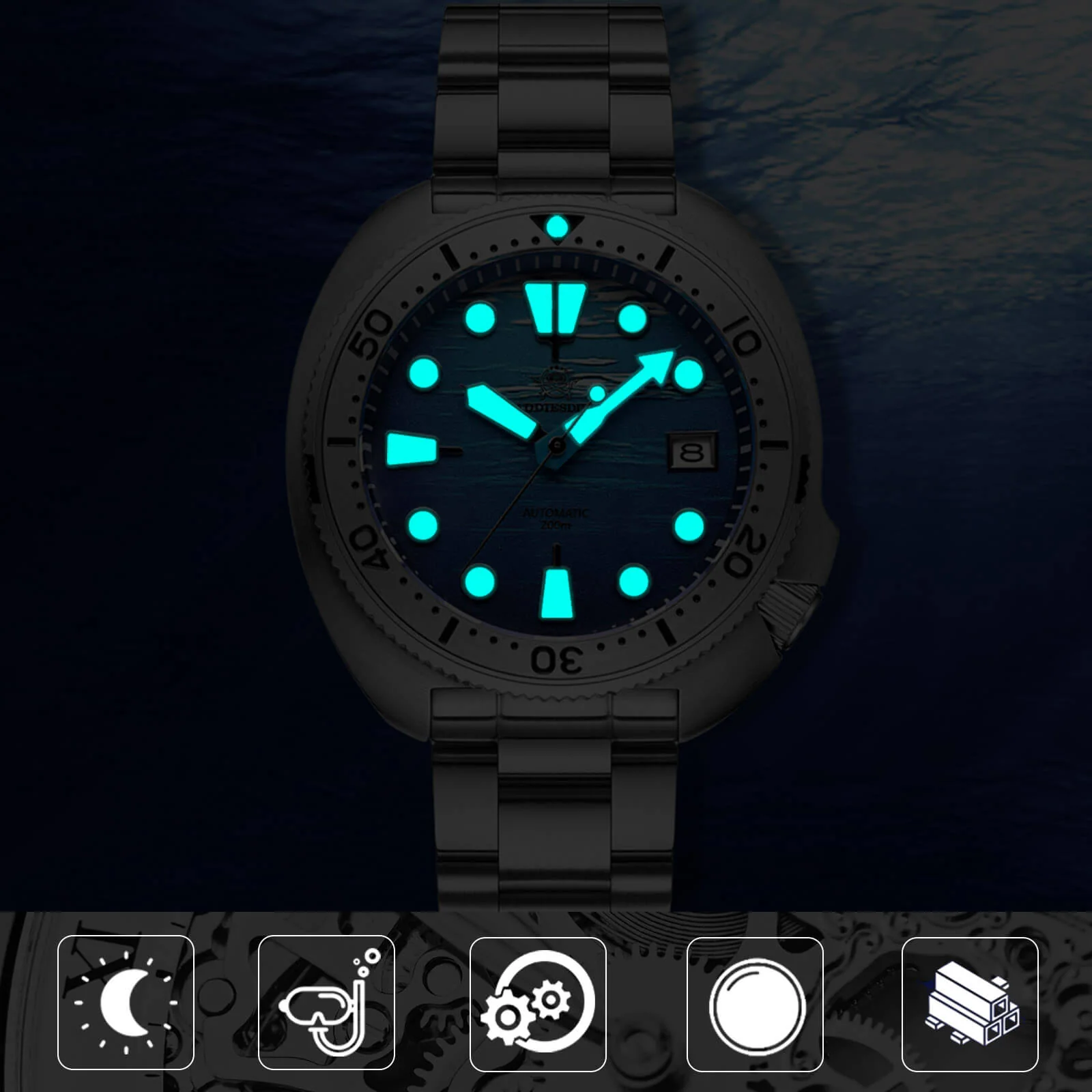 ADDIESDIVE 3D Turtle Dial Dive Watch（AD2045） - Image 8