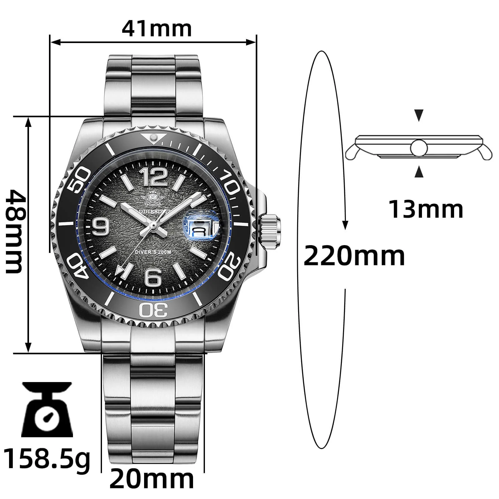 Addiesdive 41mm Modern Sub Quartz Watch with 200M Water Waterproof，AD2513 - Image 12