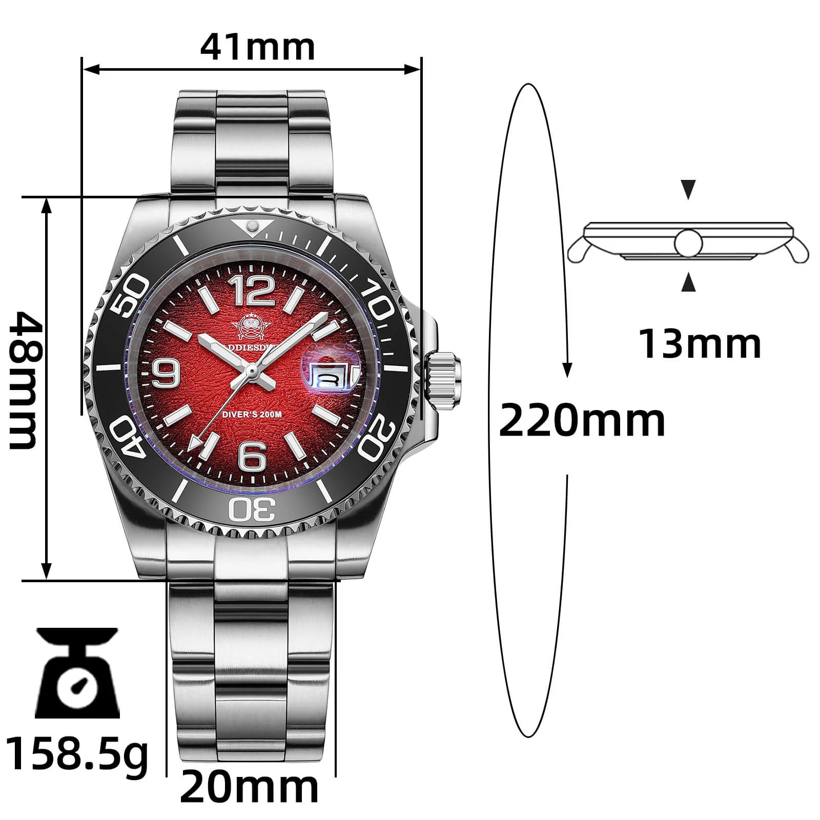 Addiesdive 41mm Modern Sub Quartz Watch with 200M Water Waterproof，AD2513 - Image 2