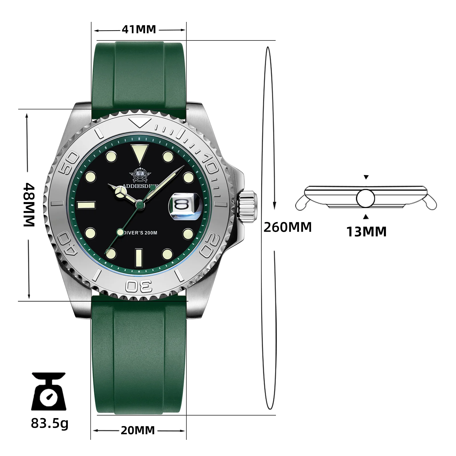 U.S. Warehouse -ADDIESDIVE 41mm Sports Quartz Watch Waterproof 200M (AD2040) - Image 25