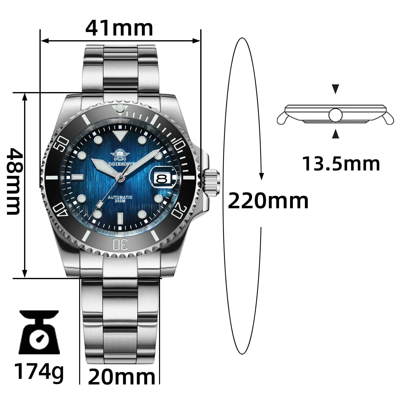 U.S. Warehouse -ADDIESDIVE Stainless Steel Sub Dive Watch AD2078 - Image 2