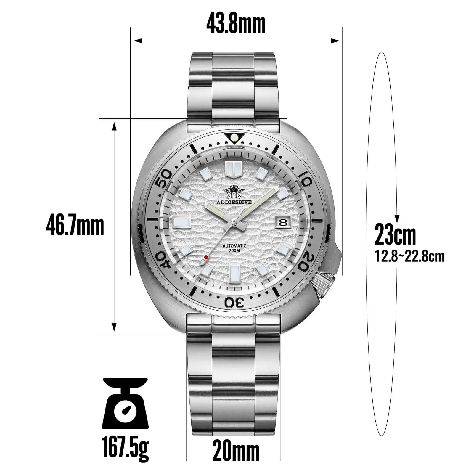 U.S. Warehouse -ADDIESDIVE®Turtle White Automatic Dive Watch 1970 Captain Willard Homage ( AD2117) - Image 2